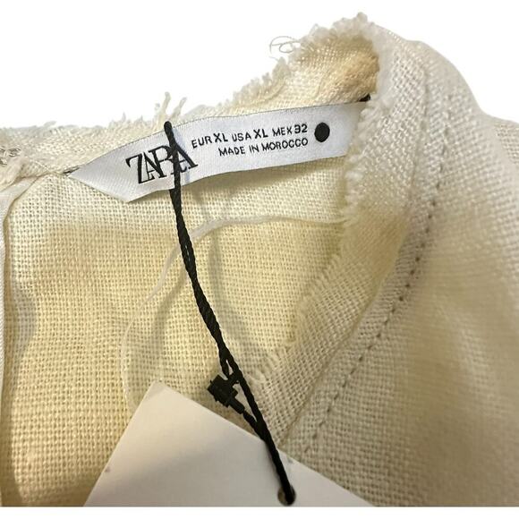 NWT ZARA 100% Linen Minimalist Sleeveless Shift Natural Vanilla  Midi Dress - Picture 12 of 14
